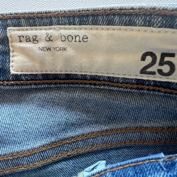 Rag & Bone Women’s Mid Rise Ankle Skinny Stretch Blue Jeans Size 25 (26x25) (D3) - Picture 7 of 11
